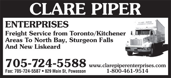 Clare Piper Enterprises - Trucking/Heating Sales