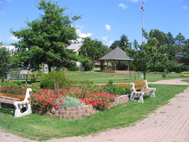 Picture of the Powassan Memorial Park with the gazebo in the background